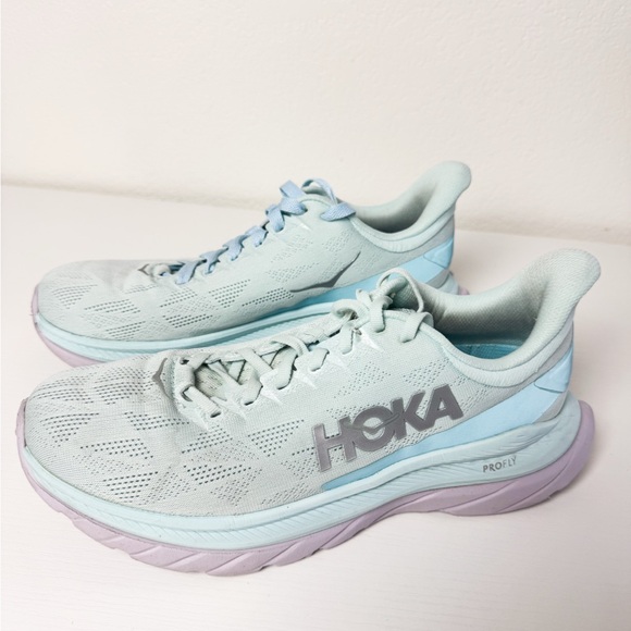 HOKA Mach 4 Women's Running Shoes Athletic Sneakers Mint Blue Pink Size 10 B - Picture 9 of 9